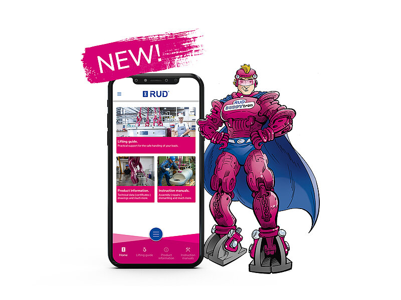 BUDDYtron presents the new RUD app, which offers practical support for lifting, assembly and information.